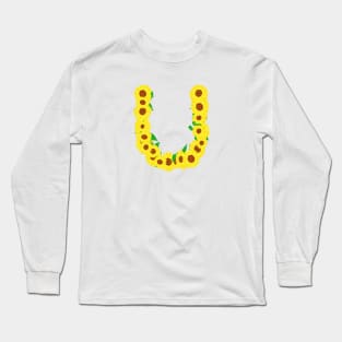 Sunflowers Initial Letter U (White Background) Long Sleeve T-Shirt